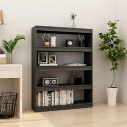 Berkfield Book Cabinet/room Divider Grey 100X30X135.5 Cm Solid Pinewood - thumbnail 1