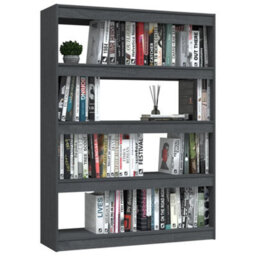 Berkfield Book Cabinet/room Divider Grey 100X30X135.5 Cm Solid Pinewood - thumbnail 4