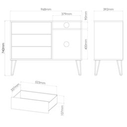 Anzio Matt Kobe Pink Tv Stand With 2 Shelves & 3 Drawers, (H)74.2Cm X (W)96.8Cm X (D)39.2Cm - thumbnail 7