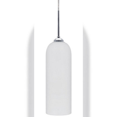Long Life Lamps Company Modern White Frosted Glass Ceiling Pendant Light Tubular Lamp Shade H3134 - image 1