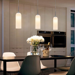 Long Life Lamps Company Modern White Frosted Glass Ceiling Pendant Light Tubular Lamp Shade H3134 - thumbnail 8