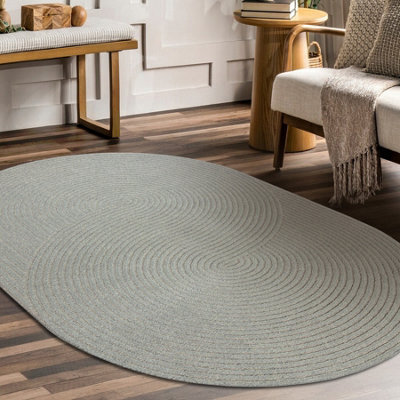 RugsX Flux Oval 461.67.ae503 Wool Carpet Osta - Geometric, Structural, Loft Blue Grey 160X230 Cm - image 1