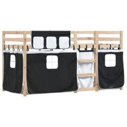 Berkfield Bunk Bed Without Mattress White&black 90X190 Cm Single Solid Wood Pine - thumbnail 3