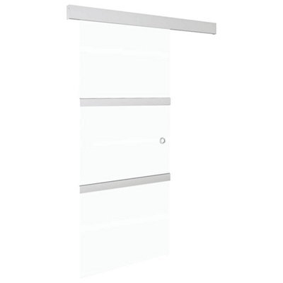 Berkfield Functional Sliding Door Esg Glass And Aluminium 90X205 Cm Silver - image 1