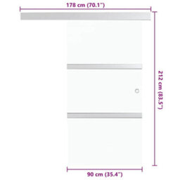Berkfield Functional Sliding Door Esg Glass And Aluminium 90X205 Cm Silver - thumbnail 7