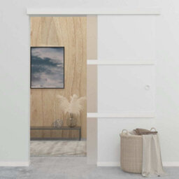 Berkfield Functional Sliding Door Esg Glass And Aluminium 90X205 Cm Silver - thumbnail 3