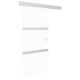 Berkfield Functional Sliding Door Esg Glass And Aluminium 90X205 Cm Silver - thumbnail 1