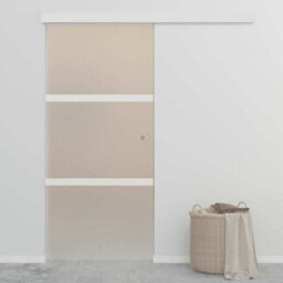 Berkfield Functional Sliding Door Esg Glass And Aluminium 90X205 Cm Silver - thumbnail 2