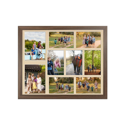 AK Frames 20X16 Walnut Sleek Multi Photo Frame With Ivory Mount - Holds 9 Apertures (2X) 7X5, (7X) 6X4 Photos - image 1