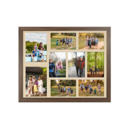 AK Frames 20X16 Walnut Sleek Multi Photo Frame With Ivory Mount - Holds 9 Apertures (2X) 7X5, (7X) 6X4 Photos