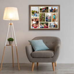 AK Frames 20X16 Walnut Sleek Multi Photo Frame With Ivory Mount - Holds 9 Apertures (2X) 7X5, (7X) 6X4 Photos - thumbnail 3