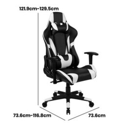 Fwstyle Black & White Bucket Seat Racer Gaming Chair Faux Leather - thumbnail 5