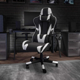 Fwstyle Black & White Bucket Seat Racer Gaming Chair Faux Leather