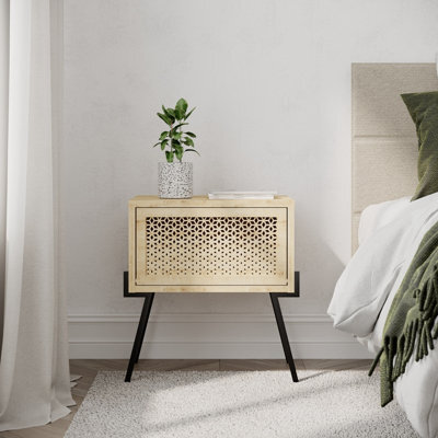 Decortie Naive Modern Compact Bedside Table Nightstand 48Cm Bedroom Oak H 51Cm - image 1