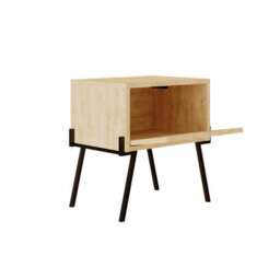 Decortie Naive Modern Compact Bedside Table Nightstand 48Cm Bedroom Oak H 51Cm - thumbnail 6