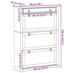 Vidaxl Shoe Cabinet Corona 99X32X138 Cm Solid Wood Pine - thumbnail 9