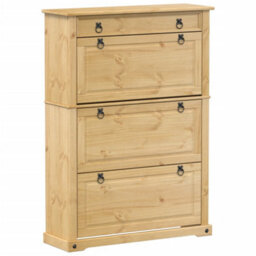 Vidaxl Shoe Cabinet Corona 99X32X138 Cm Solid Wood Pine - thumbnail 2