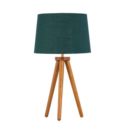 First Choice Lighting Voyage - Dark Oak Table Lamp Or Bedside Light With Green & Gold Shade - image 1