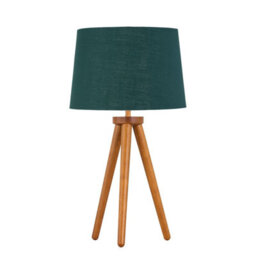 First Choice Lighting Voyage - Dark Oak Table Lamp Or Bedside Light With Green & Gold Shade