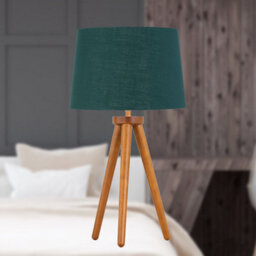 First Choice Lighting Voyage - Dark Oak Table Lamp Or Bedside Light With Green & Gold Shade - thumbnail 4