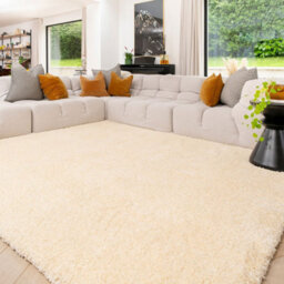 Loomed Machine Washable Shaggy Rug Luxury Beige Fluffy Mats 120Cm X 170Cm
