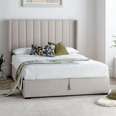Maya Winged Upholstered Ottoman Storage Cream/beige Natural - King Bed 5Ft Frame Only - image 1