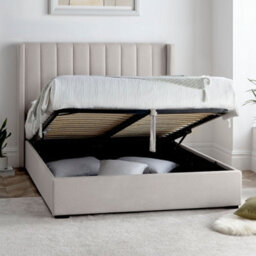 Maya Winged Upholstered Ottoman Storage Cream/beige Natural - King Bed 5Ft Frame Only - thumbnail 2