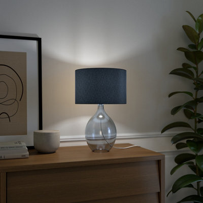 GoodHome Cushing Teardrop Shiny Blue & Beige Table Lamp - image 1