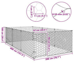 Vidaxl Outdoor Dog Kennel With Door 2X4X1 M Galvanised Steel - thumbnail 3