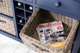 Statement Furniture Florence Sideboard With Wine Rack, 3 Drawers And Storage Baskets - Navy Blue - thumbnail 5