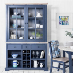 Statement Furniture Florence Sideboard With Wine Rack, 3 Drawers And Storage Baskets - Navy Blue - thumbnail 6