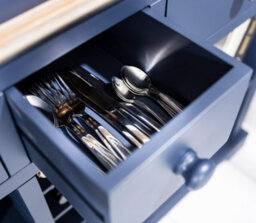 Statement Furniture Florence Sideboard With Wine Rack, 3 Drawers And Storage Baskets - Navy Blue - thumbnail 4