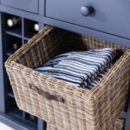 Statement Furniture Florence Sideboard With Wine Rack, 3 Drawers And Storage Baskets - Navy Blue - thumbnail 3