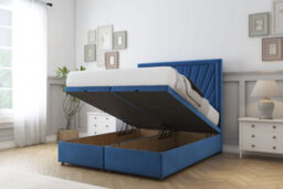"Comfort Kensington Navy Plush Ottoman Bed Base With 26"" Strutted Headboard 4' Small Double" - thumbnail 2