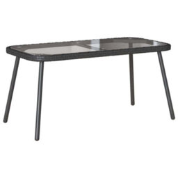 Walplus Coffee Table Black 90 X 45 X 43 Cm Poly Rattan, Glass - thumbnail 2