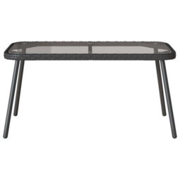 Walplus Coffee Table Black 90 X 45 X 43 Cm Poly Rattan, Glass - thumbnail 5