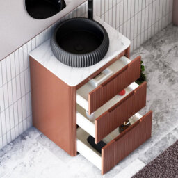 Royal Bathrooms Avenza 600mm Terracotta Clay Floor Standing Countertop Bathroom Vanity Unit 3 Drawer With Milan Black Basin - thumbnail 5