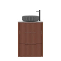 Royal Bathrooms Avenza 600mm Terracotta Clay Floor Standing Countertop Bathroom Vanity Unit 3 Drawer With Milan Black Basin - thumbnail 6