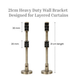 Lister Cartwright Double Curtain Fixed Pole Set With Antique Brass Ball Finials - 19mm And 28mm Metal Poles(150 Cm) - thumbnail 5
