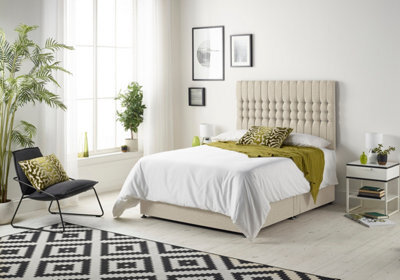 Somnior Beds Somnior Galaxy Tweed Natural 6Ft Memory Foam Divan Bed With 2 Drawers, Mattress & Headboard - Super King - image 1