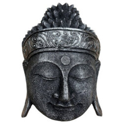 Serenityy Home Decoration Buddha Head 25Cm Silver Shine Finish, Handcrafted Indonesian Sculpture - thumbnail 2