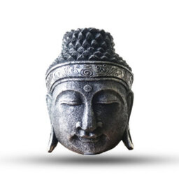 Serenityy Home Decoration Buddha Head 25Cm Silver Shine Finish, Handcrafted Indonesian Sculpture - thumbnail 1