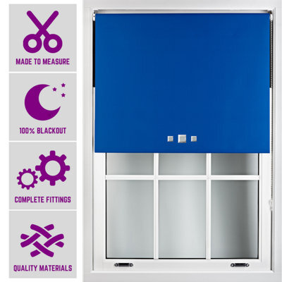 Furnished Triple Square Eyelet Blackout Blind Free Cut Service - Blue (W)210Cm X (L)210Cm - image 1