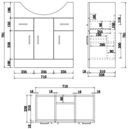 Affine 750mm Freestanding Vanity Unit Basin Sink Bathroom Furniture Storage Gloss White - thumbnail 5