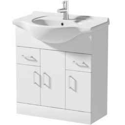Affine 750mm Freestanding Vanity Unit Basin Sink Bathroom Furniture Storage Gloss White - thumbnail 4