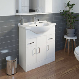 Affine 750mm Freestanding Vanity Unit Basin Sink Bathroom Furniture Storage Gloss White - thumbnail 3