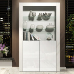 Creative Furniture Spectrum Display Cabinet 170Cm - White With Gloss Doors - thumbnail 1