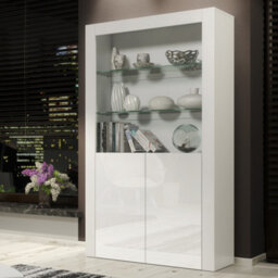 Creative Furniture Spectrum Display Cabinet 170Cm - White With Gloss Doors - thumbnail 5