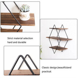 Floating Diamond Wall Shelf - 3 Tier Storage Rack - thumbnail 2