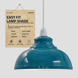 Cyan Blue Metal Ceiling Lamp Shade Replacement Hanging Light Shades (D)29Cm 17Cm(H)